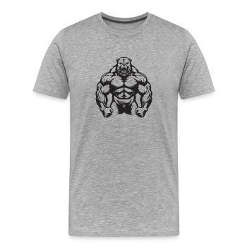 Grizzly Bär Workout - Männer Premium Bio T-Shirt - Grau meliert - Vorne - Damien (186cm)
