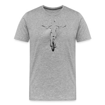 Unicycle | Descendance freestyle en monocycle - T-shirt bio Premium Homme - gris chiné - Devant - Damien (186cm)