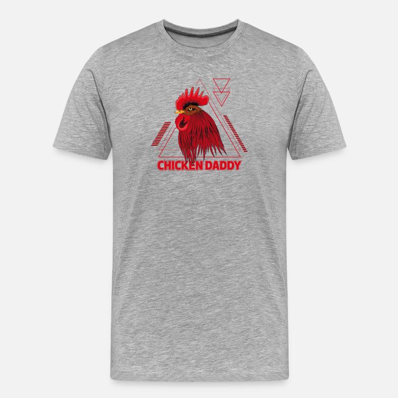 Hahn Daddy Rooster - Chicken Dad - Männer Premium Bio T-Shirt - Grau meliert