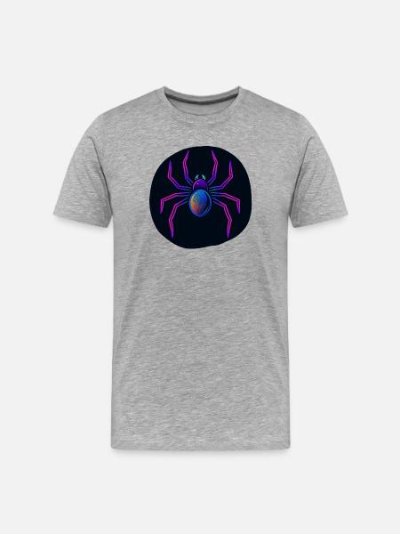 Araignée néon dans l’espace - T-shirt bio Premium Homme - gris chiné