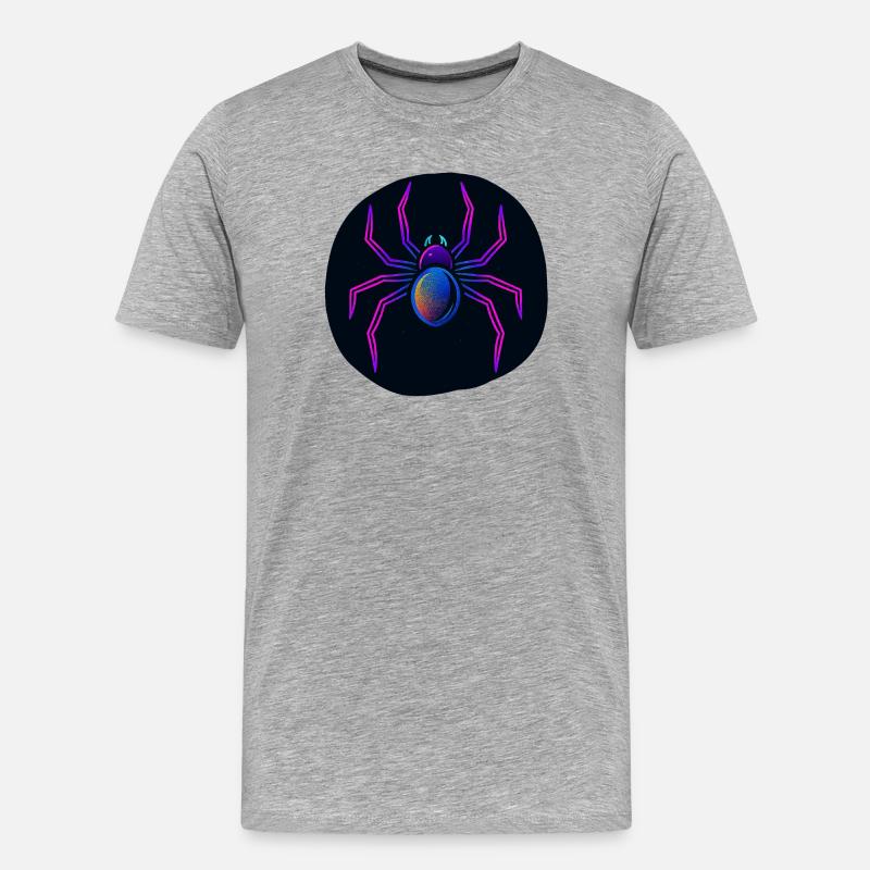 Neonspinne im All - Männer Premium Bio T-Shirt - Grau meliert