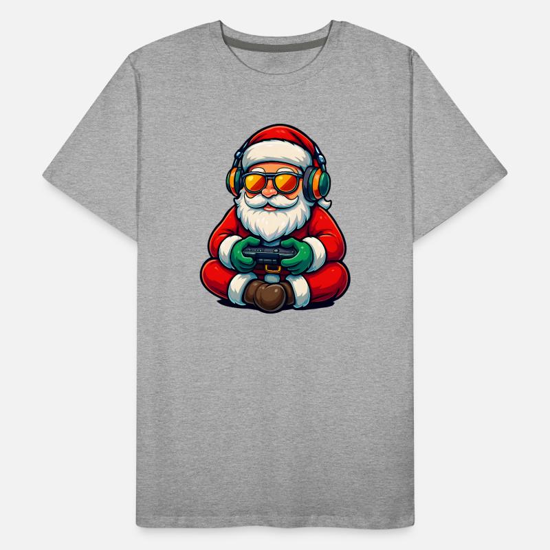 Gamer Weihnachtsmann Spielt Videospiel-Controller Männer Premium Bio T-Shirt