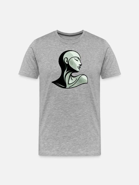 Green Line Portrait in Shadow - Men's Premium Organic T-Shirt - heather grey