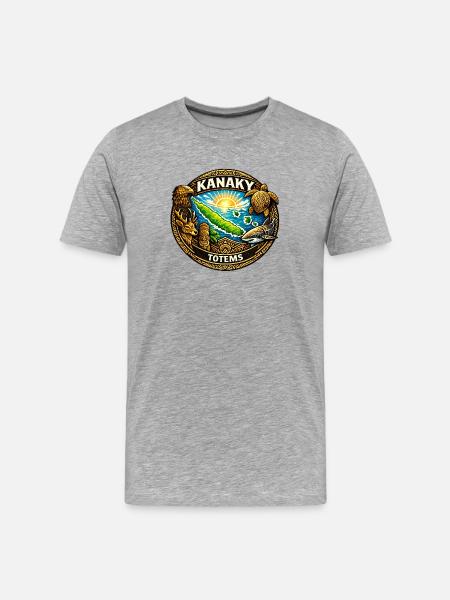 Kanaky-Totems - Männer Premium Bio T-Shirt - Grau meliert