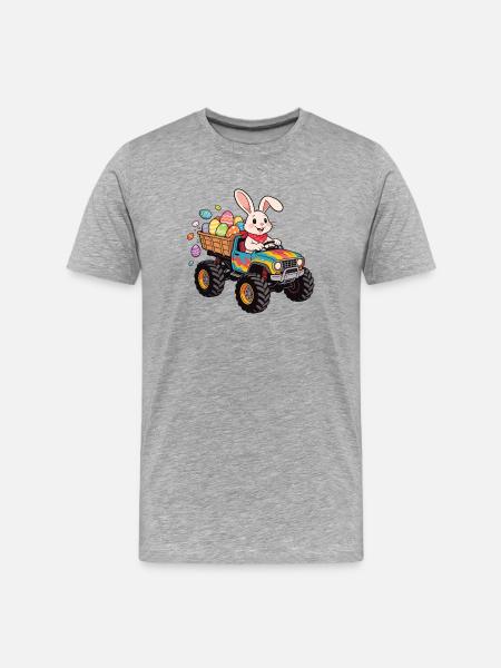 Easter bunny in the monster truck - Men's Premium Organic T-Shirt - heather grey