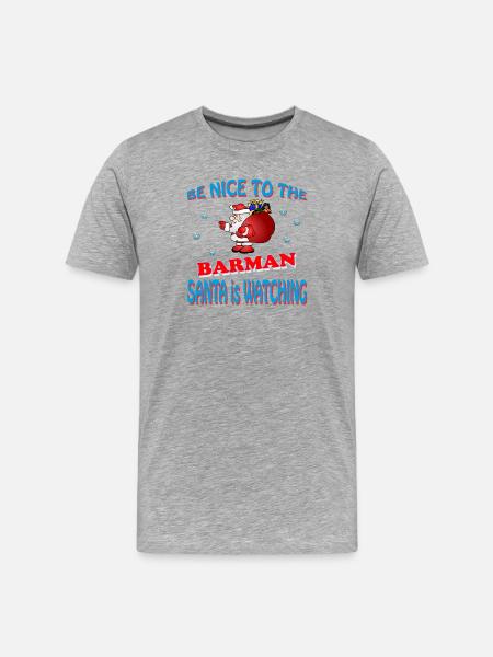SANTA BARMAN - Männer Premium Bio T-Shirt - Grau meliert