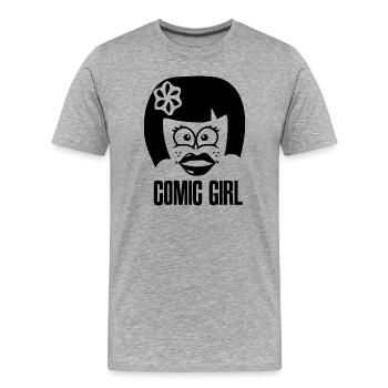 Comic Girl - Black - Men's Premium Organic T-Shirt - heather grey - Front - Damien (186cm)