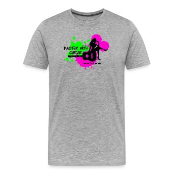 Master with guitar - Grün Pink - Männer Premium Bio T-Shirt - Grau meliert - Vorne - Damien (186cm)