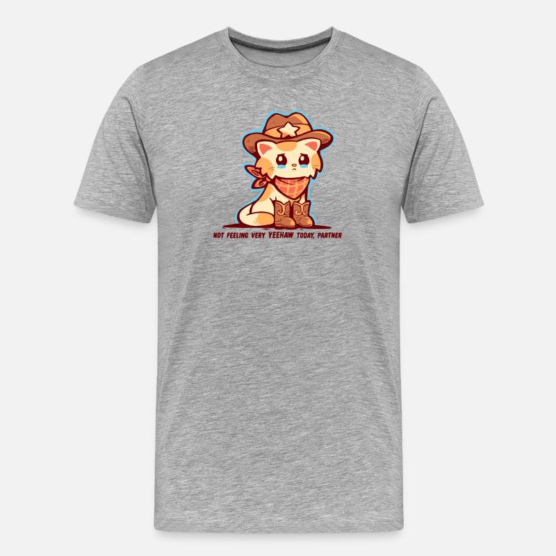 Fühle mich nicht sehr YEEHAW - Männer Premium Bio T-Shirt - Grau meliert