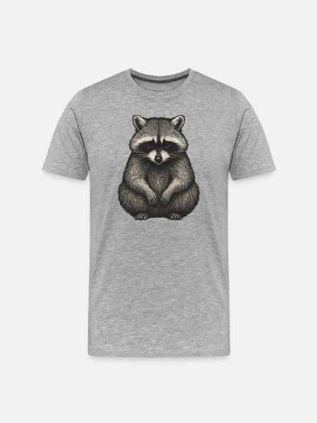 Schatten Waschbär Illustration - Männer Premium Bio T-Shirt - Grau meliert