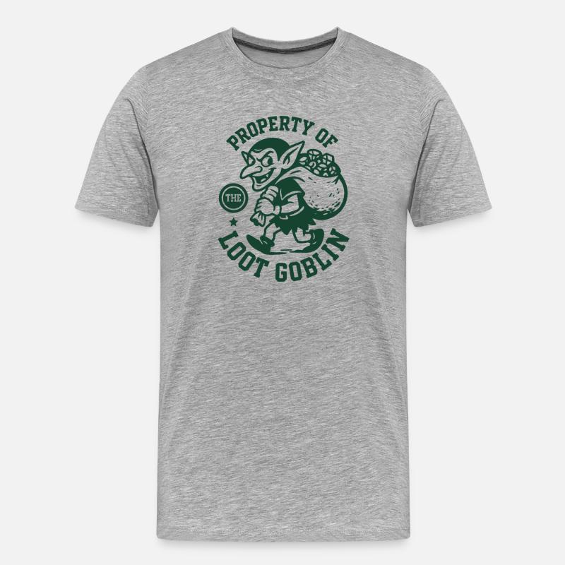Loot-Goblin Eigentum | RPG Beute Sammler - Männer Premium Bio T-Shirt - Grau meliert