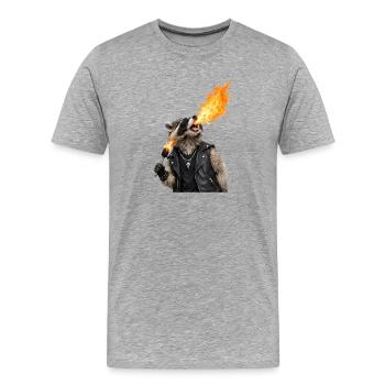 Fire Raider en cuir - T-shirt bio Premium Homme - gris chiné - Devant - Damien (186cm)