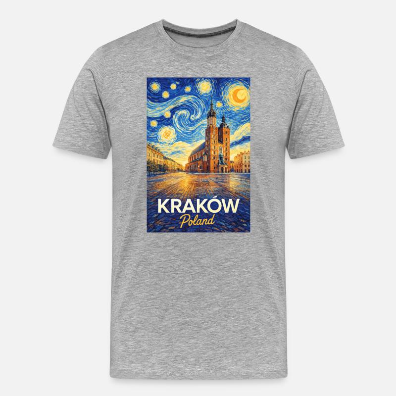 Kraków, Polen - Männer Premium Bio T-Shirt - Grau meliert