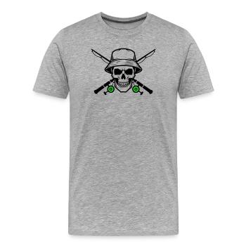 Angler Skull Crossed Rods - Men's Premium Organic T-Shirt - heather grey - Front - Damien (186cm)