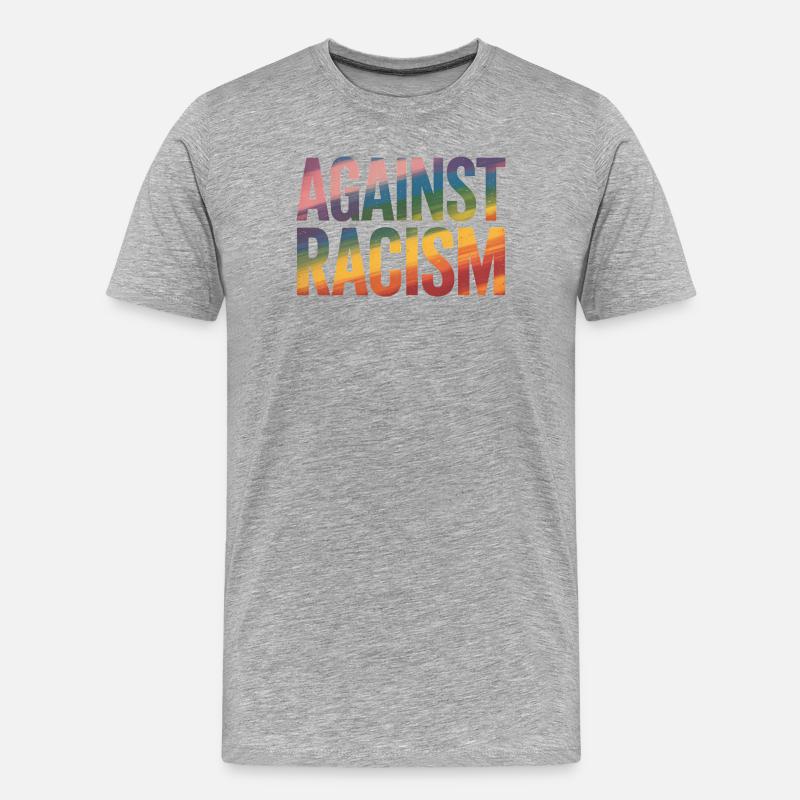 Gegen Rassismus – Antifa-Regenbogen-Tee - Männer Premium Bio T-Shirt - Grau meliert