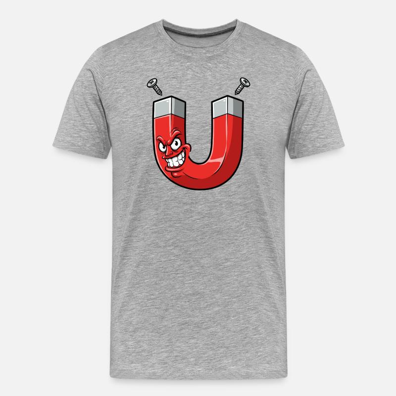 Wütender Magnet Cartoon mit Schrauben - Männer Premium Bio T-Shirt - Grau meliert