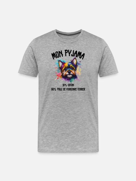 Lustige Yorkshire-Hundepyjamas - Männer Premium Bio T-Shirt - Grau meliert