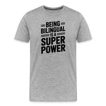 Fremdsprache Sprüche Lustige Fremdsprache Geschenk - Männer Premium Bio T-Shirt - Grau meliert - Vorne - Damien (186cm)