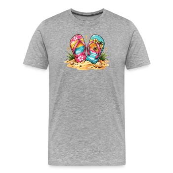 Flip Flops am Strand Illustration  - Männer Premium Bio T-Shirt - Grau meliert - Vorne - Damien (186cm)