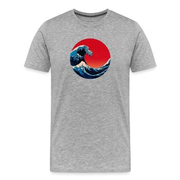 Japanische Kunst, Welle - Männer Premium Bio T-Shirt - Grau meliert - Vorne - Damien (186cm)