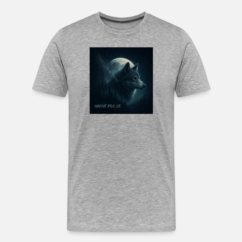 Der Wolf in der Monddämmerung - Männer Premium Bio T-Shirt - Grau meliert