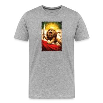 Lion Persia Iran Flag - Men's Premium Organic T-Shirt - heather grey - Front - Damien (186cm)