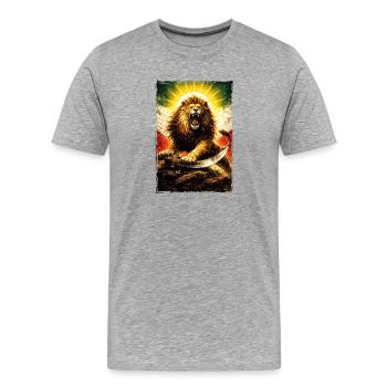 Lion Persia Iran Flag - Men's Premium Organic T-Shirt - heather grey - Front - Damien (186cm)
