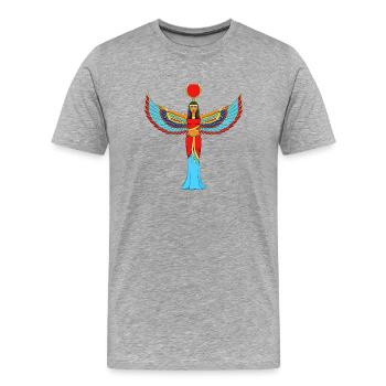 La déesse égyptienne Isis Art ailé - T-shirt bio Premium Homme - gris chiné - Devant - Damien (186cm)