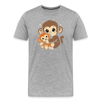 Punch Monkey Affe - Männer Premium Bio T-Shirt - Grau meliert - Vorne - Damien (186cm)