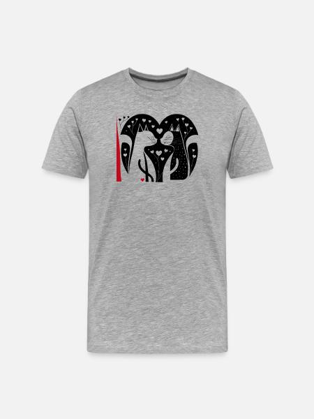verliebtes Katzenpaar - Männer Premium Bio T-Shirt - Grau meliert