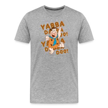 Familie Feuerstein Fred Tanzt Yabba Dabba Doo - Männer Premium Bio T-Shirt - Grau meliert - Vorne - Damien (186cm)