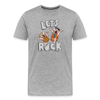 Familie Feuerstein Fred Mit Barney Let's Rock - Männer Premium Bio T-Shirt - Grau meliert - Vorne - Damien (186cm)