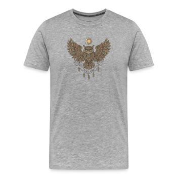 Eulen Shirt für Spirituelle mit Symbolkraft - Männer Premium Bio T-Shirt - Grau meliert - Vorne - Damien (186cm)