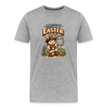 Joyeuses Pâques Lasso Cowboy rétro - T-shirt bio Premium Homme - gris chiné - Devant - Damien (186cm)