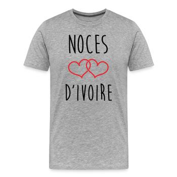 Bryllupsdag - Elfenbensbryllup (62 år) - Herre Premium T-shirt økologisk - grå meleret - Foran - Damien (186cm)