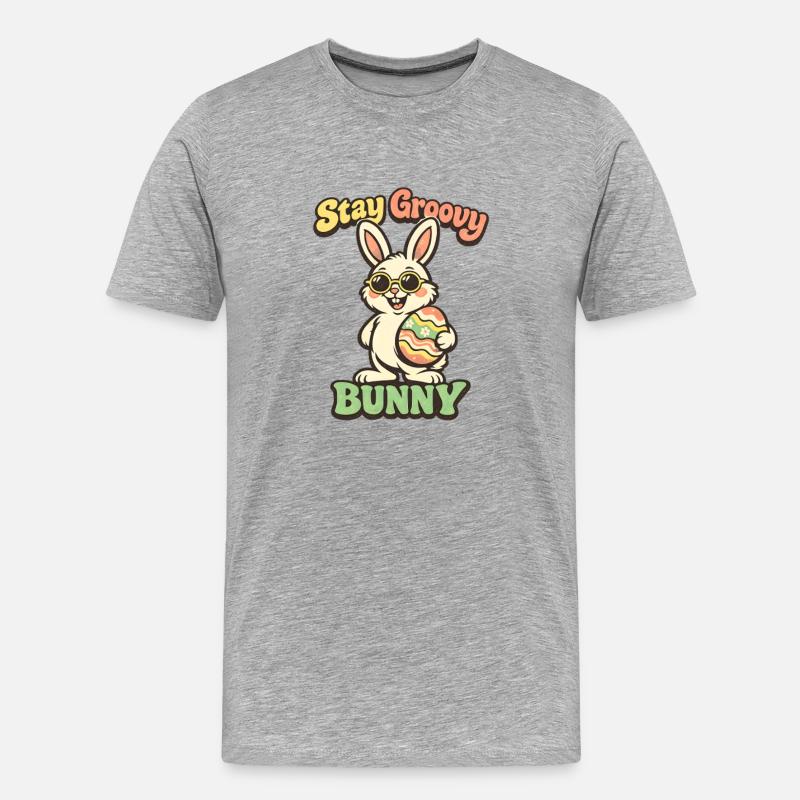 Stay Groovy Bunny Easter Easter Bunny - Men's Premium Organic T-Shirt - heather grey