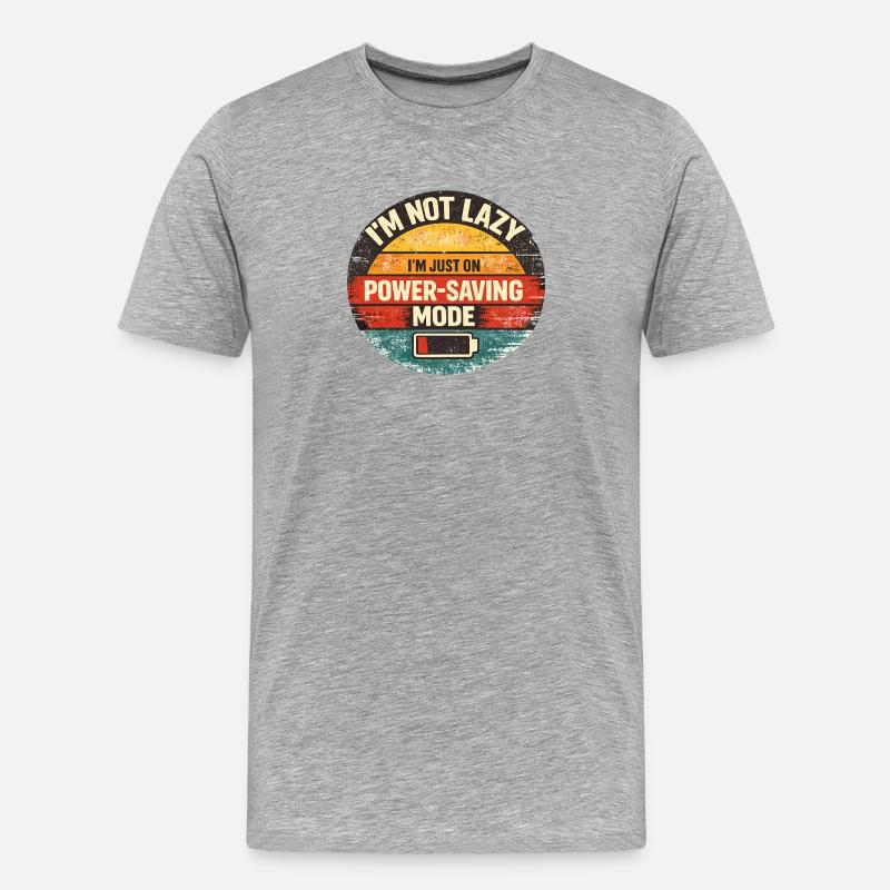 Power-Saving Mode Spruch - Männer Premium Bio T-Shirt - Grau meliert
