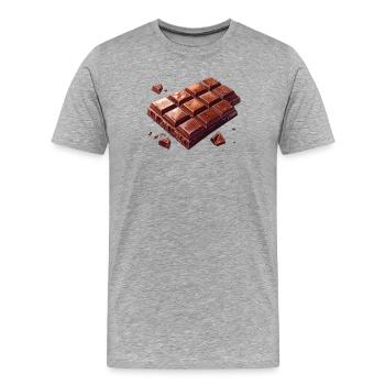 Schokolade - Männer Premium Bio T-Shirt - Grau meliert - Vorne - Damien (186cm)