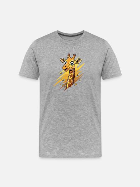 Giraffe cartoon in yellow splatter - Men's Premium Organic T-Shirt - heather grey