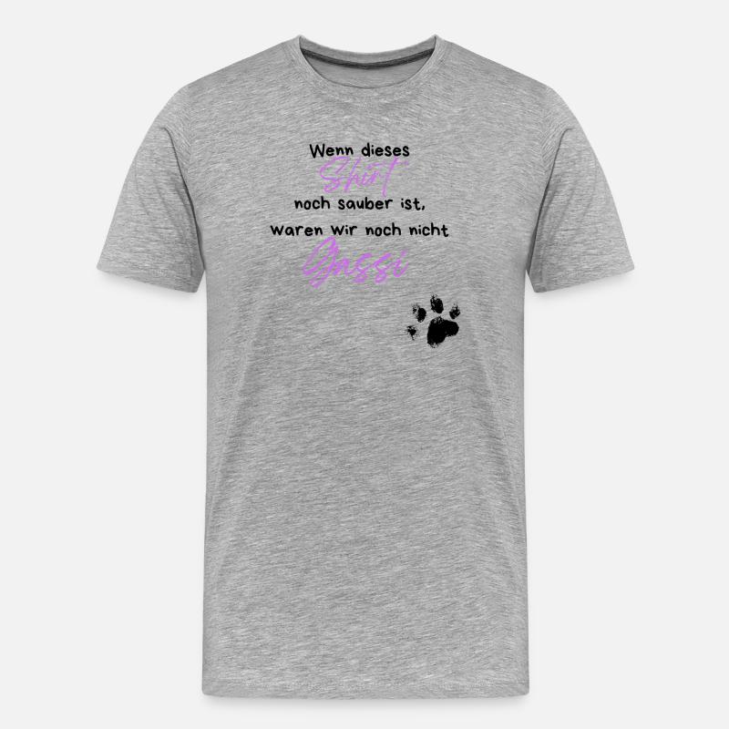 Hund Gassi Pfote Spruch - Männer Premium Bio T-Shirt - Grau meliert