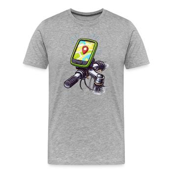 Localisateur d’itinéraire pour la navigation cyclable - T-shirt bio Premium Homme - gris chiné - Devant - Damien (186cm)