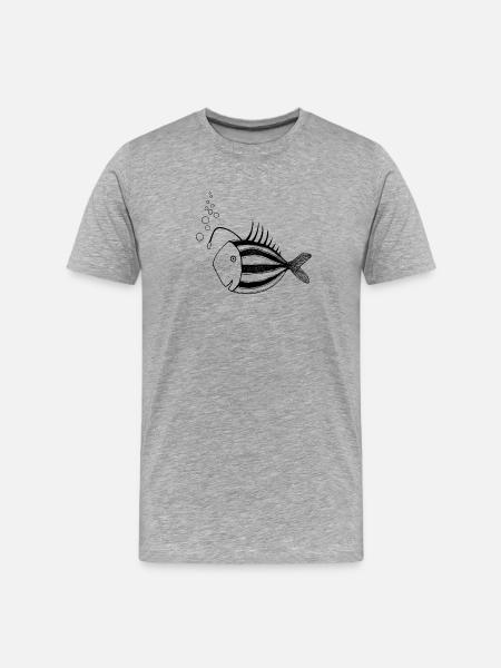 Fisch Lampe - Männer Premium Bio T-Shirt - Grau meliert