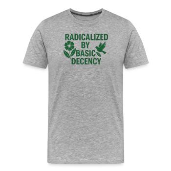 Progressive Values Basic Decency Shirt - Männer Premium Bio T-Shirt - Grau meliert - Vorne - Damien (186cm)