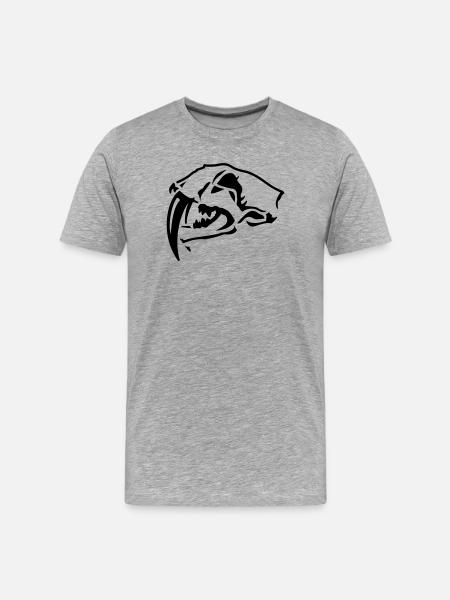 Sabre-toothed Tiger Skull - Men's Premium Organic T-Shirt - heather grey
