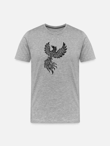 Schwarzer Phönix Ornament-Design - Männer Premium Bio T-Shirt - Grau meliert