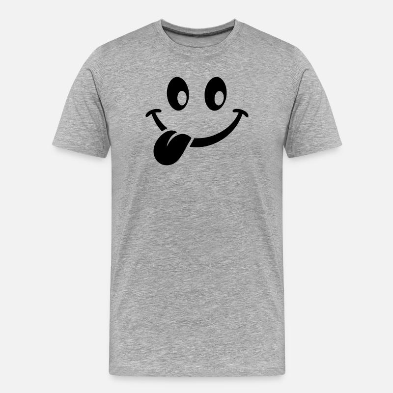 smilie - Männer Premium Bio T-Shirt - Grau meliert