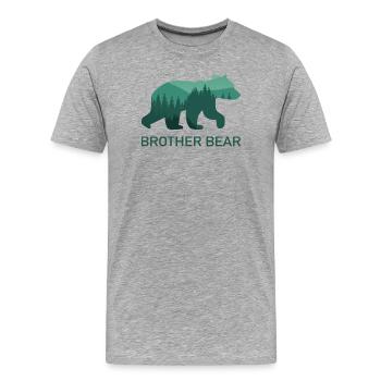Frère Ours Frère Forêt d’Ours Nature - T-shirt bio Premium Homme - gris chiné - Devant - Damien (186cm)