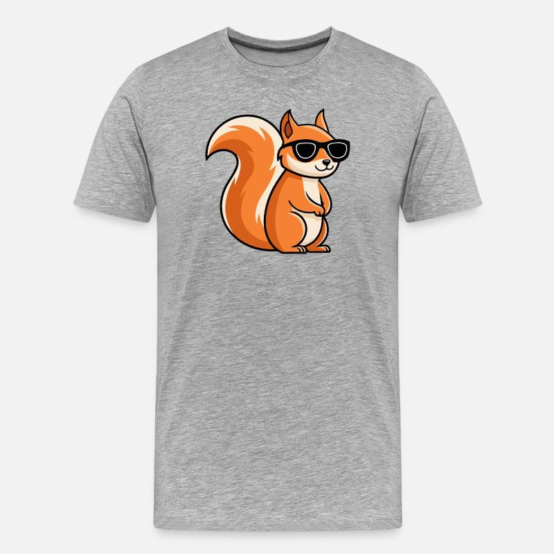 Eichhörnchen-Schwarzbrillen-Cartoon - Männer Premium Bio T-Shirt - Grau meliert