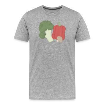 Trio de légumes brocoli poivre champignons - T-shirt bio Premium Homme - gris chiné - Devant - Damien (186cm)