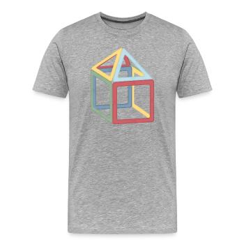 Bunte Kubus-Block Komposition - Männer Premium Bio T-Shirt - Grau meliert - Vorne - Damien (186cm)